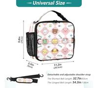 RPLIFE Cute Animals - Bolsa térmica a cuadros rosa y blanco, 11.2 x 3.5 x 9.8 pulgadas, bolsa de almuerzo portátil con bolsillos para escuela, oficina, picnic, playa