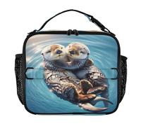 RPLIFE Cute Animals - Bolsa térmica de nutria marina de 11.2 x 3.5 x 9.8 pulgadas, lonchera portátil aislada para escuela, oficina, picnic, playa