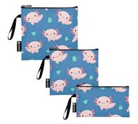 RPLIFE Cute Axolotls - Bolsas lavables para aperitivos y sándwich, reutilizables, con cremallera, para la escuela, viajes, trabajo, oficina (juego de 3: S/M/L)