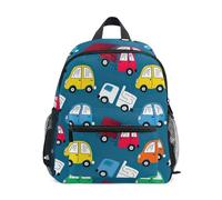 RPLIFE Cute Cars Trucks - Mochila azul para niños y niñas, mochila escolar pequeña de viaje, 3-8 años