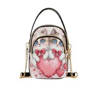 RPLIFE Cute Cats Love Valentine - Bolso bandolera acolchado con correa de cadena, pequeño bolso de viaje para mujer