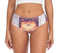RPLIFE Cute Chow Dog - Calzoncillos transpirables para mujer, calzoncillos cómodos para mujer, ropa interior suave, Lindo perro chow con lazo, XS