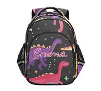 RPLIFE Cute Dinosaurs Space Kids Mochila para la escuela, mochila con nombre personalizado para escuela primaria de 6 a 12 años, Lindo espacio de dinosaurios, 15 Inch, Mochilas Tradicionales