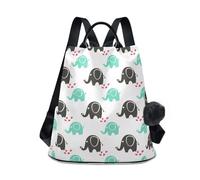 RPLIFE Cute Elephant Love Mint - Mochila antirrobo para mujer, diseño de cremallera trasera, bolsa de viaje