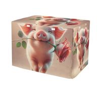 RPLIFE Cute Pig - Fundas para jaula de perro con rosas rojas, tamaño universal (S-XL) para dueños de mascotas, tamaño mediano