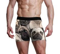 RPLIFE Cute Pug Dogs - Calzoncillos tipo bóxer para hombre, suaves y transpirables, Lindos perros carlino, M