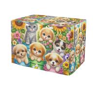 RPLIFE Cute Puppies - Fundas para jaula de perro con girasoles resistentes a los rayos UV, S-XL, resistente al agua, para mascotas de interior, grande