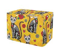 RPLIFE Day Dead Skeleton Cat Pet Crate Cover con lados enrollables, resistente al agua, plegable, para viajes, pequeño