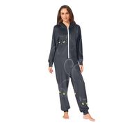 RPLIFE Disfraz de gato negro con cremallera, pijama de felpa de Navidad con capucha para invierno, Gatos Negros, XX-Large