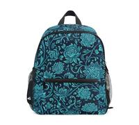 RPLIFE Elegante mochila floral verde azulado para niños y niñas, con etiqueta de nombre, mini mochila preescolar para niñas, Elegante floral verde azulado, 3-5 Years, Lindas mochilas