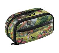 RPLIFE Estuche de gran capacidad, organizador de jardín secreto entre flores con bolsillo de PVC transparente, estuche de gran capacidad con cremallera