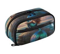 RPLIFE Estuche de gran capacidad para la escuela, hermoso estuche de sirena, organizador de papelería con doble cremallera y bolsillo de PVC transparente