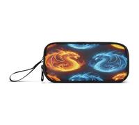 RPLIFE Estuche de lona para lápices, diseño de dragones y fuego, para la escuela