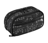 RPLIFE Estuche negro de dibujos animados con ecuaciones matemáticas para adolescentes, organizador de papelería de gran capacidad, organizador de papelería con doble cremallera y bolsillo de PVC