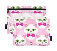 RPLIFE Estuche para carpeta de 3 anillas, 2 unidades con cremallera, artículos esenciales para el regreso a clases, 9.8 x 7 pulgadas (tamaño único x 2), lindos gatos ojos verdes
