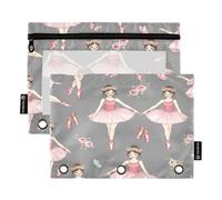 RPLIFE Estuche para carpeta de 3 anillas, paquete de 2 estuches de tela de 3 anillos, artículos esenciales para el regreso a clases, 9.8 x 7 pulgadas (tamaño único x 2), coronas florales de bailarina