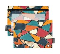 RPLIFE Estuche para carpeta de 3 anillas, paquete de 2 lápices de tela, artículos esenciales para el regreso a clases, 9.8 x 7 pulgadas (tamaño único x 2), formas abstractas