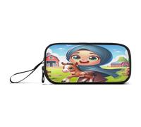 RPLIFE Estuche para lápices con textura de mármol negro, estuche para lápices con múltiples bolsillos, caja de lápices personalizada, Little Girl Happily Walks, one size, Estilo artístico