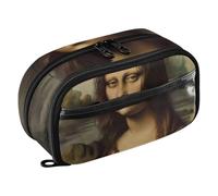 RPLIFE Estuche para lápices de gran capacidad para niñas y niños, divertido organizador de pintura Mona Lisa, organizador de papelería con doble cierre con bolsillo de PVC transparente