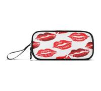 RPLIFE Estuche para lápices de nailon con diseño de marcas de beso rojo, bonito estuche para la escuela