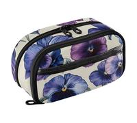 RPLIFE Estuche para lápices de pensamientos azul y morado, estuche para lápices con bolsillo de PVC transparente, estuche estético para adolescentes y niñas