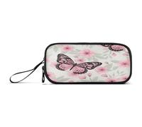 RPLIFE Estuche para lápices, diseño de mariposas, flores, hojas pálidas, estuche elástico para lápices, estuches estéticos