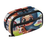 RPLIFE Estuche para lápices Little Girl Happily Walks, organizador con bolsillo de PVC transparente, estuche para lápices para el regreso a clases