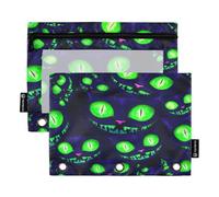 RPLIFE Estuche para lápices para carpeta de 3 anillos, paquete de 2 bolsas de tela de 3 anillos con cremallera, artículos esenciales para el regreso a clases, 9.8 x 7 pulgadas (tamaño único x 2), ojos