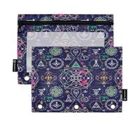 RPLIFE Estuche para lápices para carpeta de 3 anillos, paquete de 2, estuche suave con ojales, artículos esenciales para el regreso a clases, 9.8 x 7 pulgadas, símbolos de alquimia coloridos