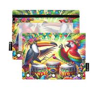 RPLIFE Estuche para lápices para carpeta de 3 anillos, paquete de 2, estuche suave plano, esencial para el regreso a clases, 9.8 x 7 pulgadas, fiesta de carnaval brasileño de Río