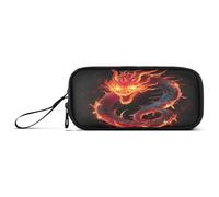 RPLIFE Fire Dragon - Estuche para lápices, diseño de llamas rojas, con cremallera, estuche de lona