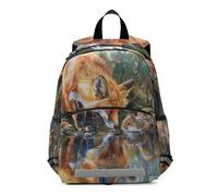 RPLIFE Forest Squirrel Fox - Mochila para niña pequeña con correa, mini mochila escolar para niños, mochila de viaje de 3 a 6 años, mediana