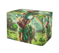 RPLIFE Funda para jaula de mascotas verde de vaca de las tierras altas del día de San Patricio con ventanas de malla (S-XL), funda transpirable para jaula de mascotas, pequeña