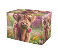 RPLIFE Funda para jaula de perro con diseño de vaca de las tierras altas (S-XL) transpirable, resistente al agua, tamaño mediano