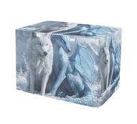 RPLIFE Funda para jaula de perro White Wolf Cyan Dragon, fácil de instalar (S-XL) para entrenamiento de cachorros, tamaño mediano