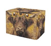 RPLIFE Funda vintage para caseta de mascotas con diseño de vaca de las tierras altas con ventanas de malla, resistente al viento, para uso en interiores, tamaño mediano