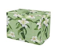 RPLIFE Fundas para jaula de perro con diseño floral de lirios blancos y hojas verdes, S-XL, resistente al viento, con ventanas de malla, reduce los ladridos, talla XL