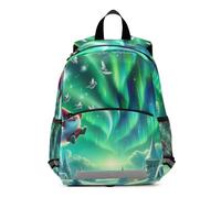 RPLIFE Green Aurora - Mochila con diseño de gnomo para niños pequeños, mini mochilas para niños, bolsa de viaje para libros de 3 a 6 años, mediana