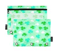 RPLIFE Green Clover - Paquete de 2 carpetas de 3 anillos para la escuela de niños, estuche para lápices para niños y niñas, 9.8 x 7 pulgadas (tamaño único x 2)