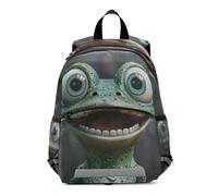 RPLIFE Green Funny Frog - Mochila para niños y niñas, mini mochila de viaje para niños de 3 a 6 años, mediana