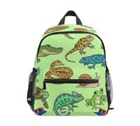 RPLIFE Green Reptiles Cocodrilos Mochila para niñas y niños, mochila escolar con etiqueta de nombre, mini mochila de viaje, Cocodrilos de reptiles verdes, 6-8 Years, Lindas mochilas