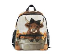 RPLIFE Highland Cow Pumpkin Mochila para niños y niñas, Highland Cow Pumpkin, Small, Mochilas con estampado de fútbol