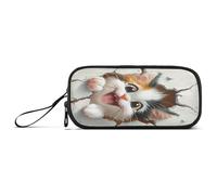 RPLIFE Leopard Print Strips Pink Stripes Pen Bag, Bolsa de Lápiz de la cremallera, Bolsa de Lápiz Universitario, Gato travieso, talla única, Estilo artístico