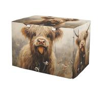 RPLIFE Linda funda para jaula de perro de vaca de las tierras altas, S-XL, resistente al agua, con aberturas, reduce los ladridos, tamaño mediano