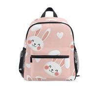 RPLIFE Linda mochila de conejo rosa para niños pequeños, mochila escolar con etiqueta de nombre, mini bolsa de viaje, Lindo conejito rosa, 3-5 Years, Lindas mochilas