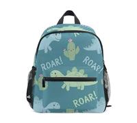 RPLIFE Linda mochila de viaje con diseño de cactus y dinosaurio, color verde azulado, para niños y niñas, con etiqueta de nombre, mini mochila de viaje, Lindo dinosaurio cactus verde azulado, 3-5