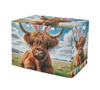 RPLIFE Lindas fundas para jaula de perro de vaca de las tierras altas de Pascua, paneles laterales enrollables (S-XL) con lados enrollables, tamaño mediano