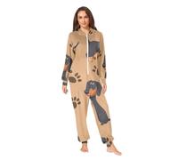 RPLIFE Lindo mono de felpa con diseño de perros salchicha para adultos, overol de forro polar de cristal suave con cremallera y bolsillos, Lindos perros salchichas, XX-Large