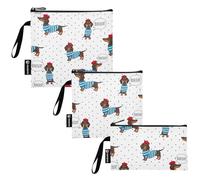 RPLIFE Lindos perros salchicha, bolsas lavables para sándwiches y aperitivos, reutilizables, con cremallera, para viajes, trabajo, oficina, escuela (juego de 3: S/M/L)