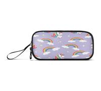 RPLIFE Lindos unicornios con melenas de colores arcoíris, estuche de tela, bonitos estuches para lápices para niñas
